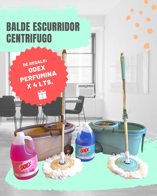 PROMO BALDE CENTRIFUGO + ODEX PERFUMINA X 4 LT DE REGALO