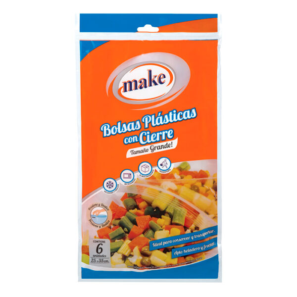 MAKE BOLSAS PLASTICAS CON CIERRE 25X35X6